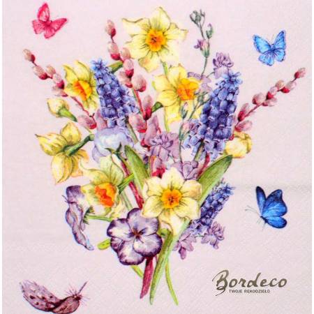 Serwetka decoupage firmy AMBIENTE bukiet z żonkilami 33x33cm